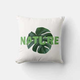 Almofada deixa monstera no travesseiro decorativo branco