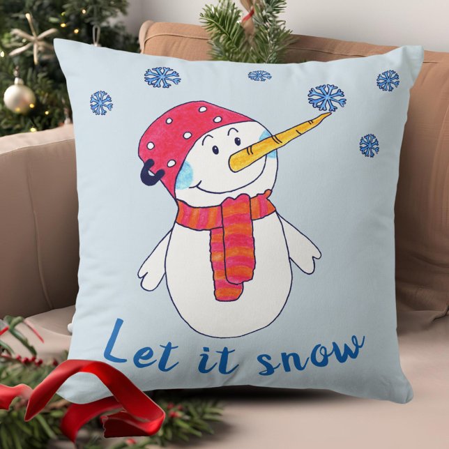 Almofada Deixe nevar Boneco de Neve Fofo com Floco de Neve  (Criador carregado)