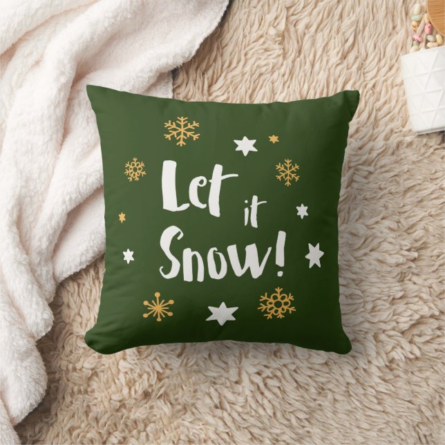Almofada "Deixe-o nevar!" Caligrafia Green (Cobertor)