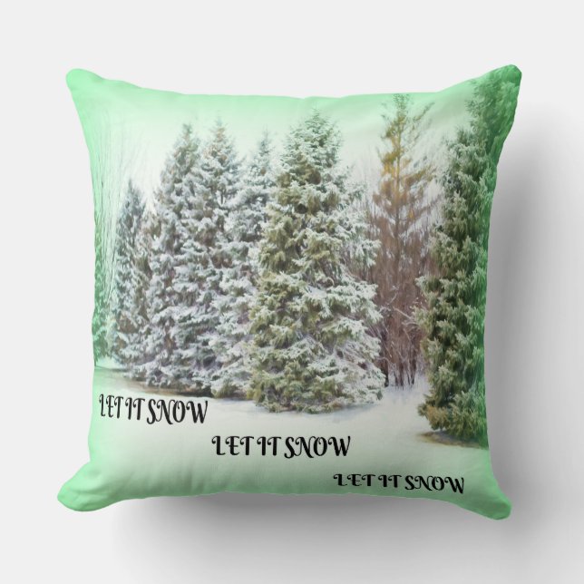Almofada Deixe-o nevar! Espírito festivo das árvores de Nat (Frente)