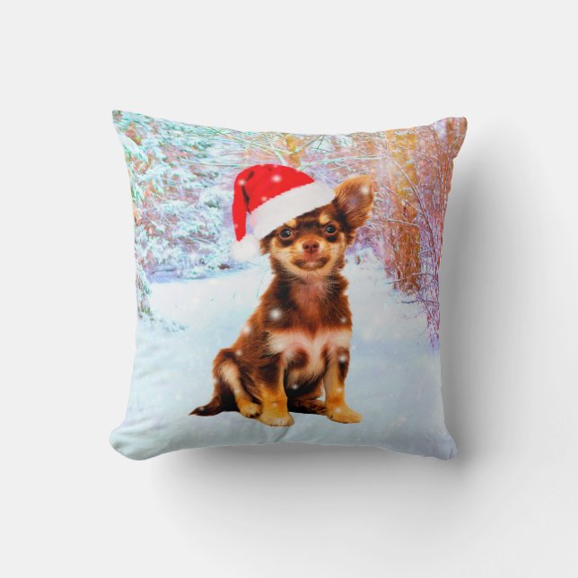 Almofada Deixe-o nevar Natal Chihuahua Dog (Frente)