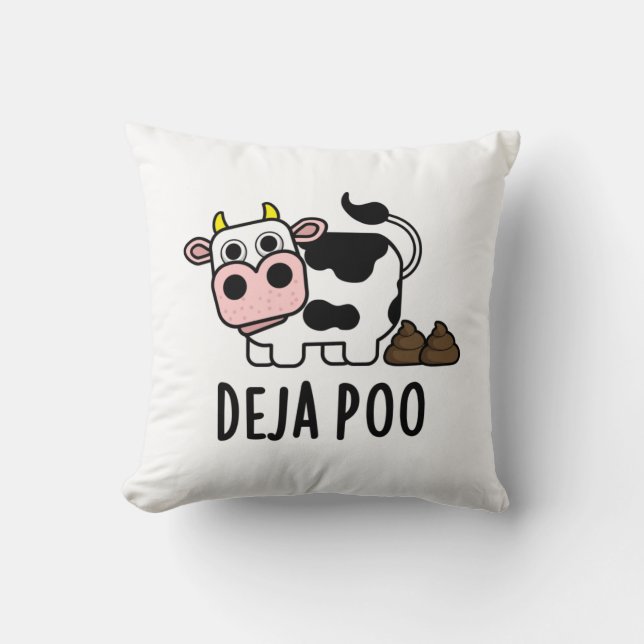 Almofada Deja Poo Funny Cow Poop Pun (Frente)