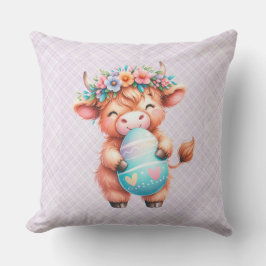 Almofada Dekokissen mit einer Oster-Highland-Kuh