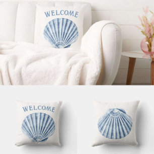 Almofada Delft Blue Clam Sea Shell NMaritime Beach House