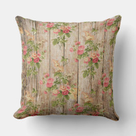Almofada Delicado Floral Rosa e Branco Vintage em Madeira