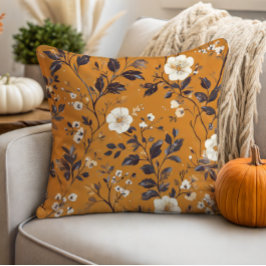 Almofada Delicar Creme no Floral de Queda Laranja
