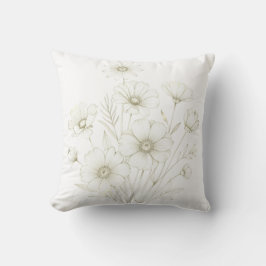 Almofada Delicate Cosmos Bouquet Line Art Grace