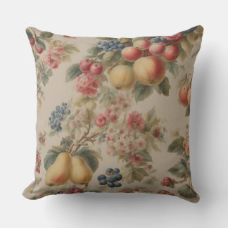 Almofada Delicate Flowers and French Fruits. Painted Style