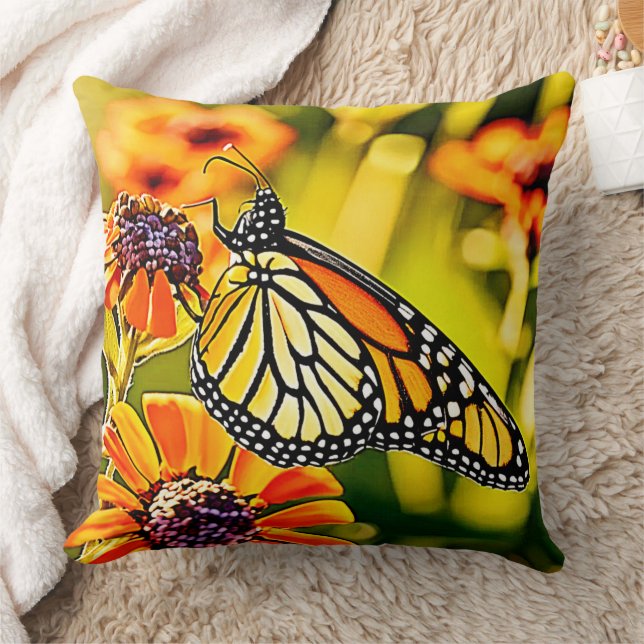 Almofada Delicate Monarch Butterfly Bloom Design (Cobertor)