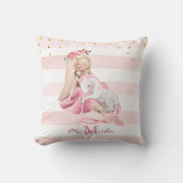 Almofada Delicate Watercolor Ballerina e Baby Unicorn