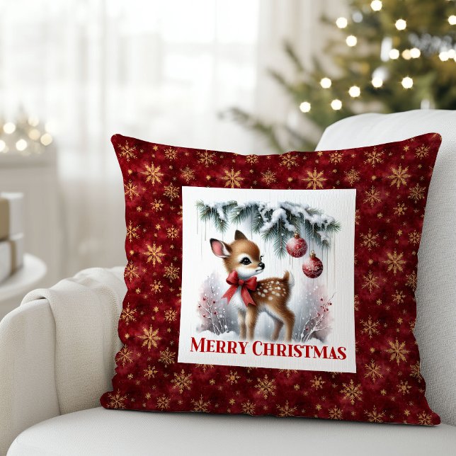 Almofada Delicate winter scene baby fawn Christmas pillow  (Delicate winter scene baby fawn Christmas pillow (51))