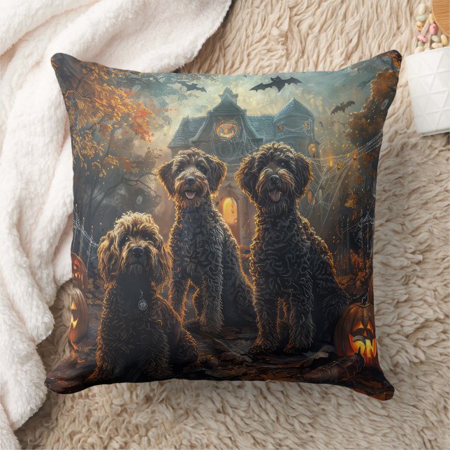 Almofada Delícia Noturna de Halloween para Bernedoodles (Cobertor)