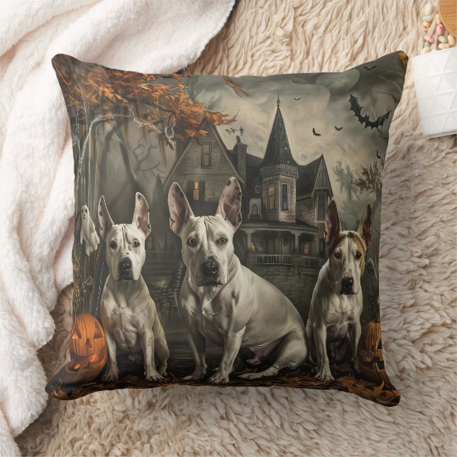Almofada Delícia Noturna de Halloween para Bull Terrier (Cobertor)
