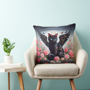 Almofada Demônio Negro Engraçado e Angel Cat