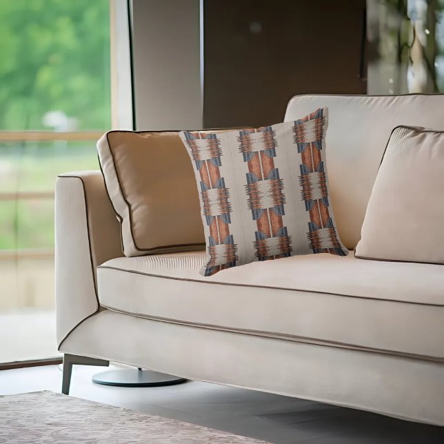 Almofada Denim e Ferrugem Modernos em Taupe (Criador carregado)