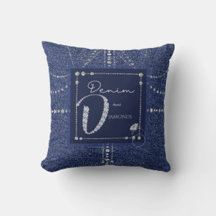 Almofada Denim e Travesseiro decorativo de diamantes