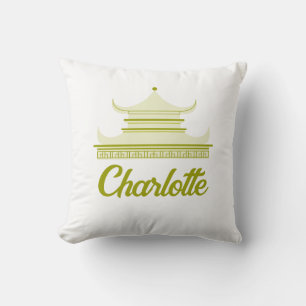 Almofada Denominação Personalizada Chinoiserie Pagoda Verde