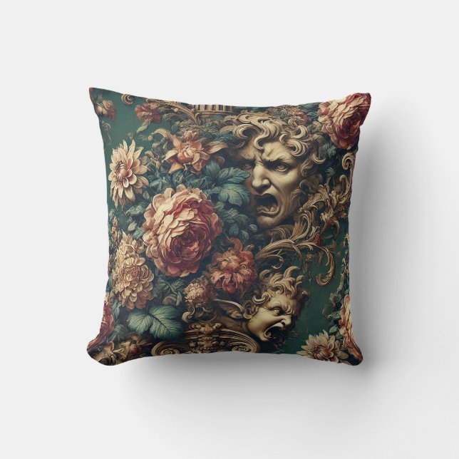 Almofada Deranged Decadence – Gothic Victorian Floral  (Frente)