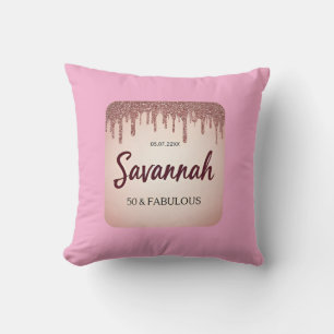 Almofada Derramamento rosa rosa de aniversário fabuloso