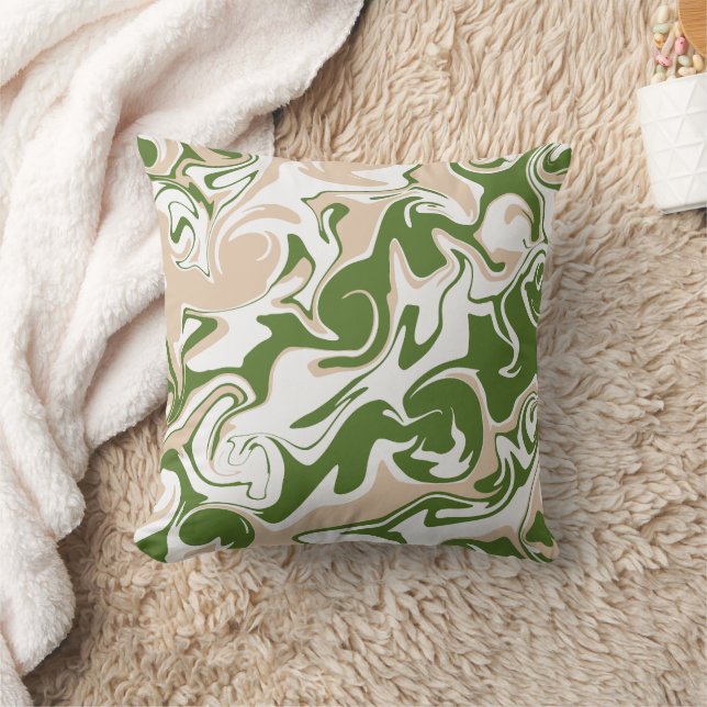 Almofada Derramar - Branco, Areia e Verde Palm (Cobertor)