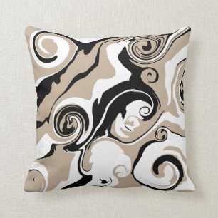 Almofada Derramar - Taupe, Preto e Branco