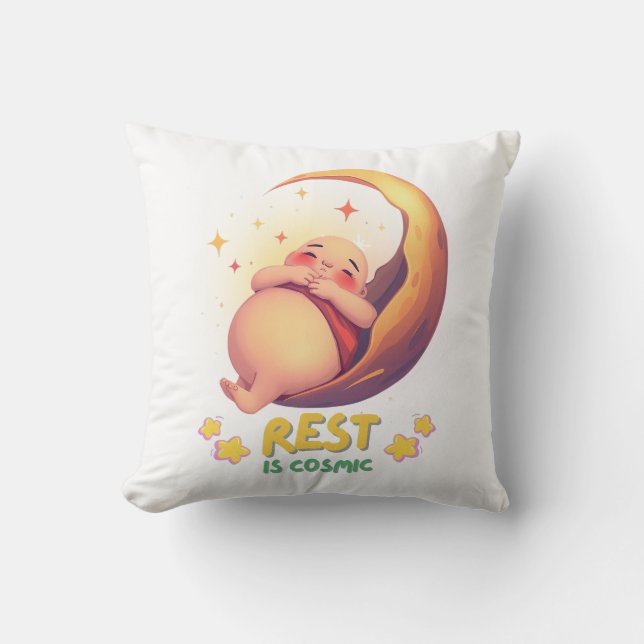 Almofada Descanso é Crianças Cósmicas - Bebê Adorável Dormi (Frente)