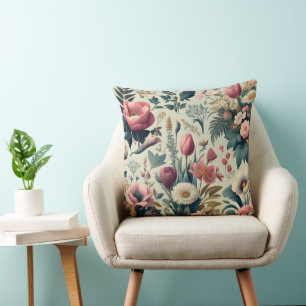 Almofada Descubra o Padrão Botânico Floral de Primavera Inc