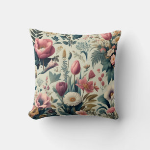 Almofada Descubra o Padrão Botânico Floral de Primavera Inc