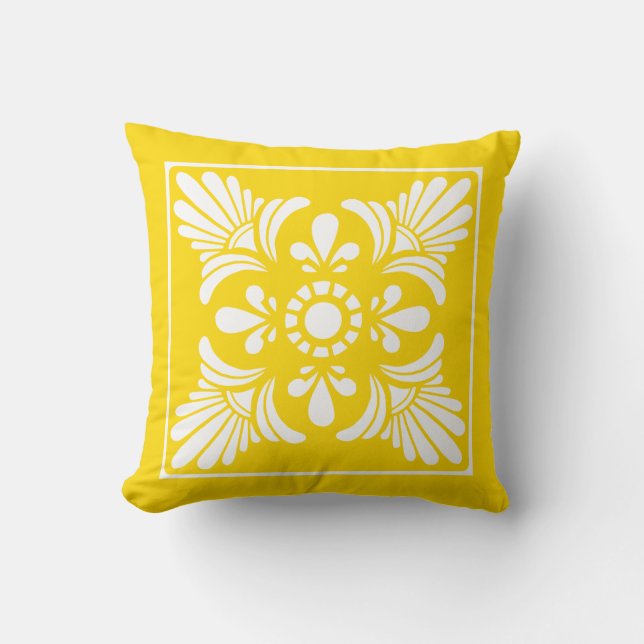 Almofada Desdecoração de Flor Branco Amarelo-Sol De Lis (Frente)