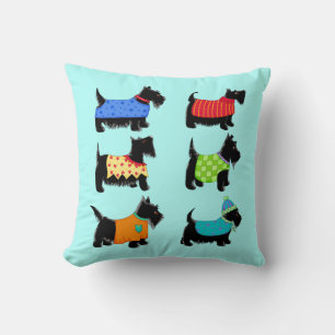 Almofada Desdecorativa Black Scottie Terrier Dogs Turquoise