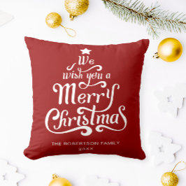 Almofada Desejamos-lhe um Feliz Natal personalizado Vermelh