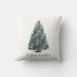 Almofada Desejos Festivos. Design de árvore de Natal