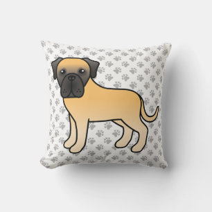 Almofada Desenhado Inglês Mastiff Bolo Cartoon Cão e Patas