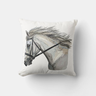 Almofada Desenho à mão de cavalo com uma brida