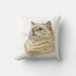 Almofada Desenho à mão de gato Ragdoll engraçado e fofinho