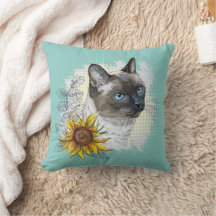 Desenho à mão de gato tailandês engraçado e fofo c