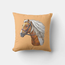 Almofada Desenho à mão de retrato de cavalo pinto