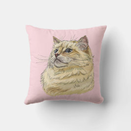 Almofada Desenho à mão de um gato Ragdoll engraçado e fofin
