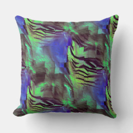 Almofada Desenho abstrato do mosaico rústico verde e azul