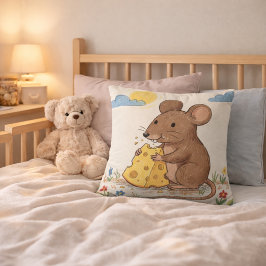 Almofada Desenho Adorável de Rato Comendo Queijo para Crian