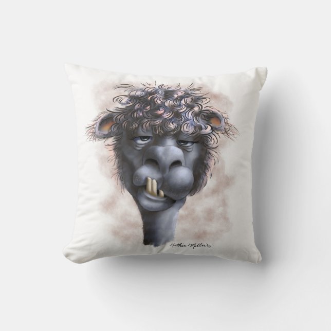 Almofada Desenho Animado de Alpaca Dementida (Frente)