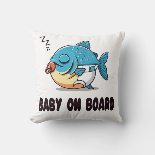 Almofada Desenho Animado Engraçado de Peixe Bebê Dormindo - (Frente)