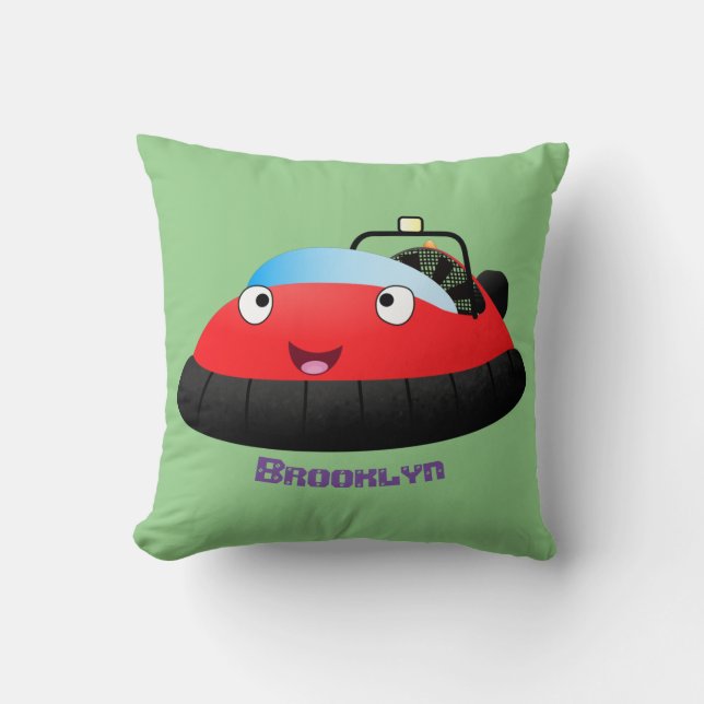 Almofada Desenho animado fofo de hovercraft vermelho feliz (Frente)