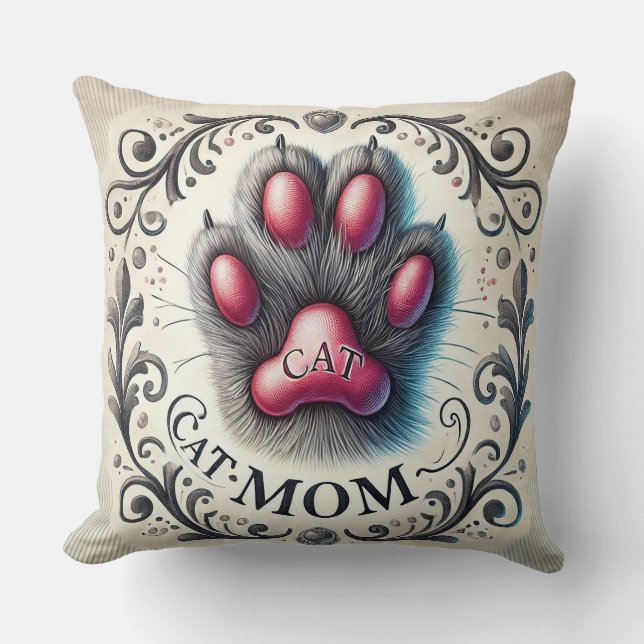 Almofada Desenho Artístico de Pata de Gato (Frente)
