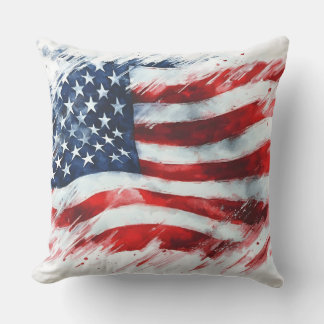 Almofada Desenho Artístico de Pincelada de Bandeira America