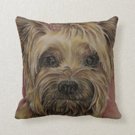 Almofada Desenho bonito de Yorkie feliz de seda