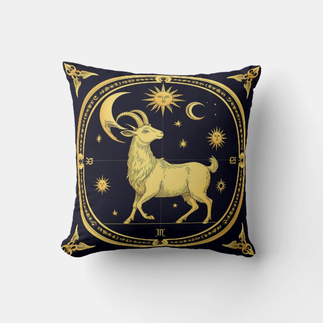 Almofada Desenho Capricórnio Zodíaco Dourado (Frente)