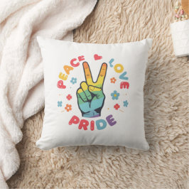 Almofada Desenho colorido com paz, amor e orgulho à mão