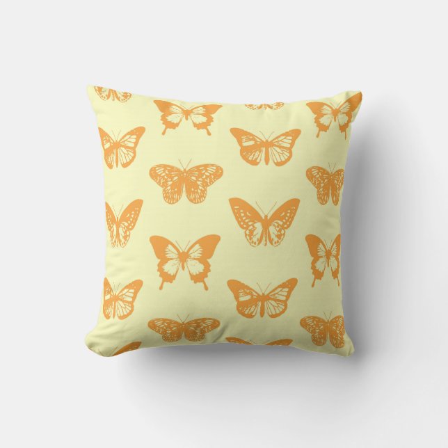 Almofada Desenho da borboleta, amarelo e laranja (Frente)