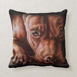 Almofada Desenho da cara do pitbull de Brown do cão do